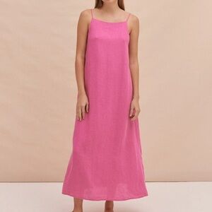 Desmond & Dempsey Cerise Linen Dress